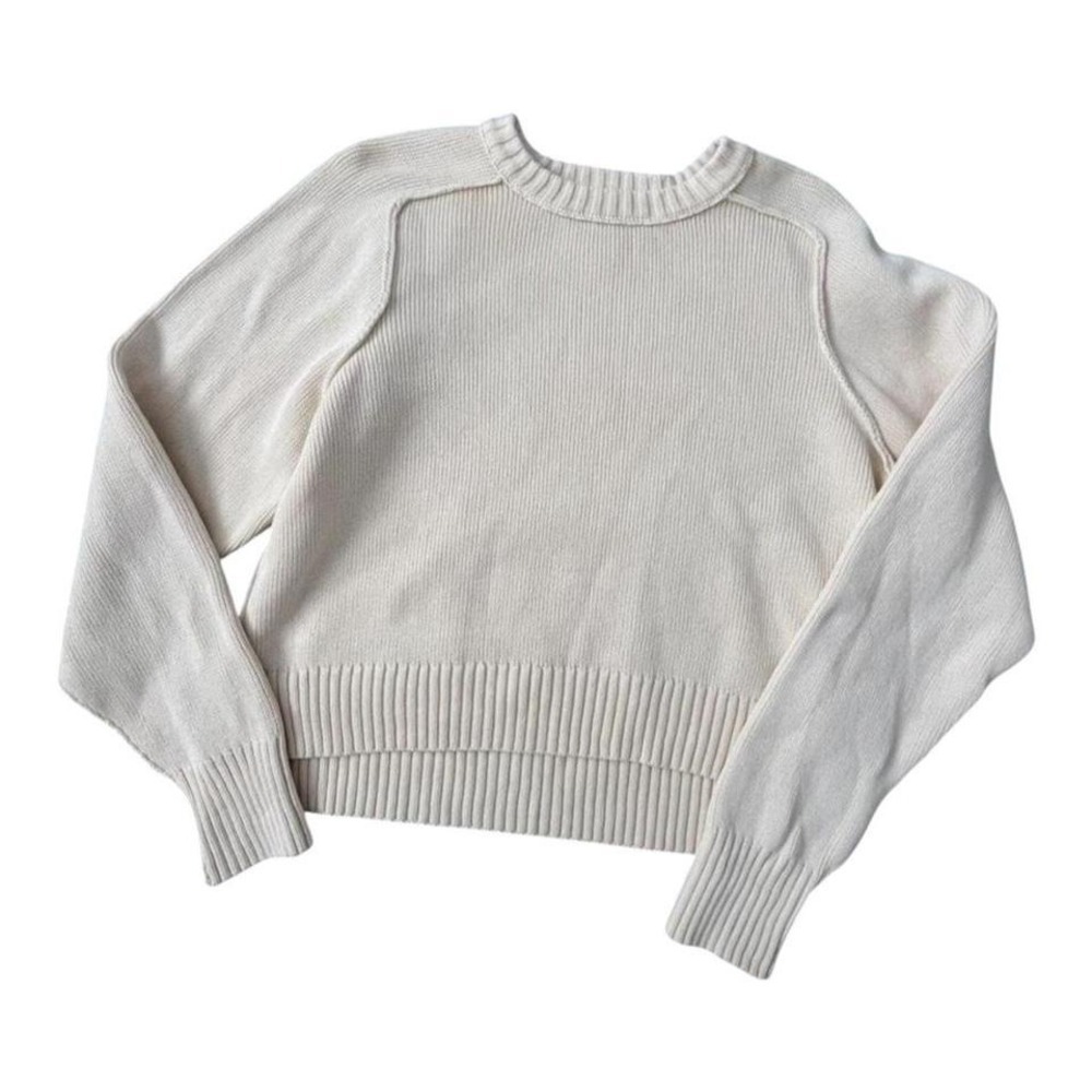 Free People butter yellow sweater cotton crewneck soft girl minimalist cozy knit